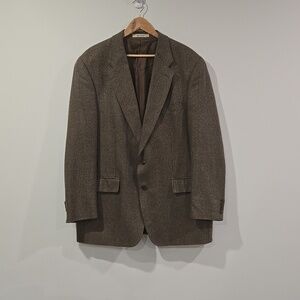 Vintage CHAPS Men's Neutral Houndstooth Wool and Silk Blazer